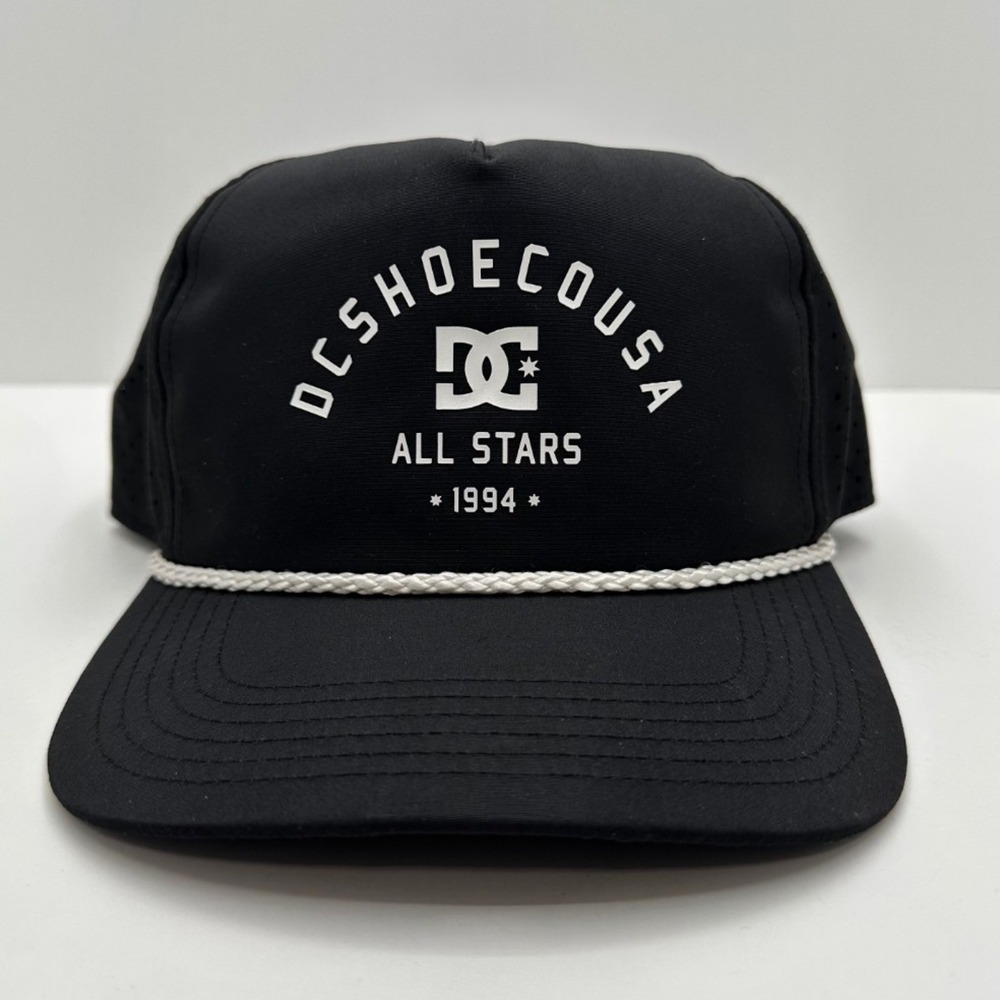 DC Shoes All Stars 1994 Snapback Hat Black Rope Trucker Perforated Cap OSFM NEW - Picture 1 of 12